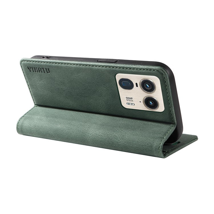 YIKATU YK-004 For Motorola Moto X50 Ultra 5G / Edge 50 Ultra 5G Case Leather Phone Wallet Cover Skin-Touch - Green