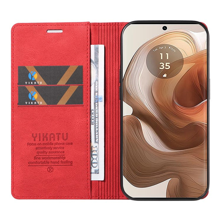 YIKATU YK-004 For Motorola Moto X50 Ultra 5G / Edge 50 Ultra 5G Case Leather Phone Wallet Cover Skin-Touch - Red