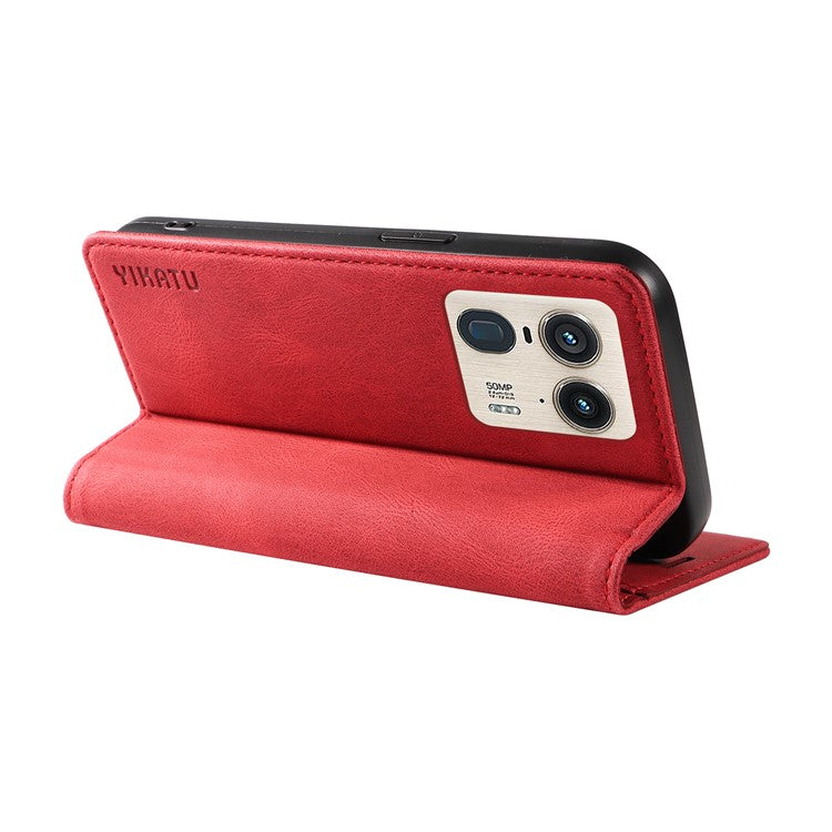 YIKATU YK-004 For Motorola Moto X50 Ultra 5G / Edge 50 Ultra 5G Case Leather Phone Wallet Cover Skin-Touch - Red
