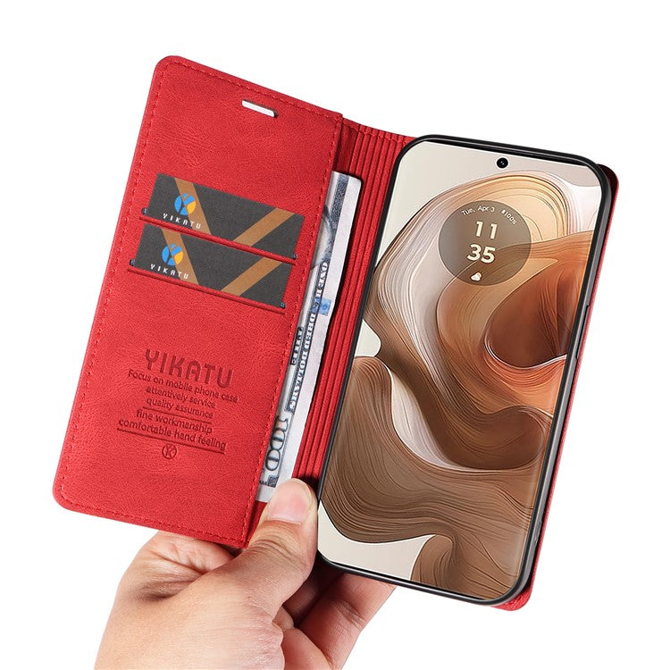 YIKATU YK-004 For Motorola Moto X50 Ultra 5G / Edge 50 Ultra 5G Case Leather Phone Wallet Cover Skin-Touch - Red
