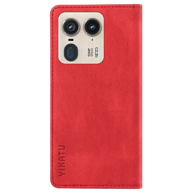 YIKATU YK-004 For Motorola Moto X50 Ultra 5G / Edge 50 Ultra 5G Case Leather Phone Wallet Cover Skin-Touch - Red