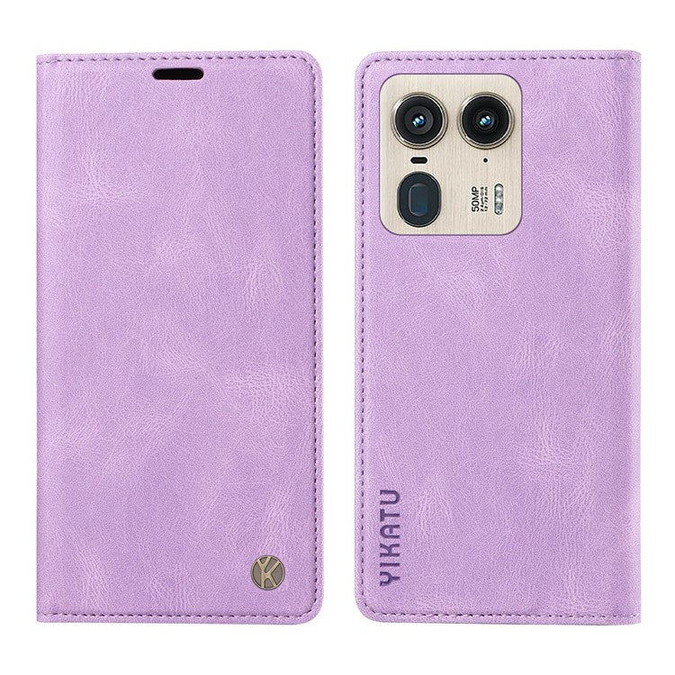 YIKATU YK-004 For Motorola Moto X50 Ultra 5G / Edge 50 Ultra 5G Case Leather Phone Wallet Cover Skin-Touch - Purple