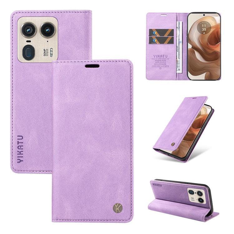 YIKATU YK-004 For Motorola Moto X50 Ultra 5G / Edge 50 Ultra 5G Case Leather Phone Wallet Cover Skin-Touch - Purple