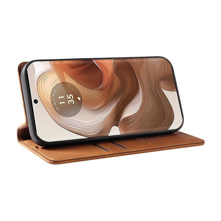 YIKATU YK-004 For Motorola Moto X50 Ultra 5G / Edge 50 Ultra 5G Case Leather Phone Wallet Cover Skin-Touch - Brown