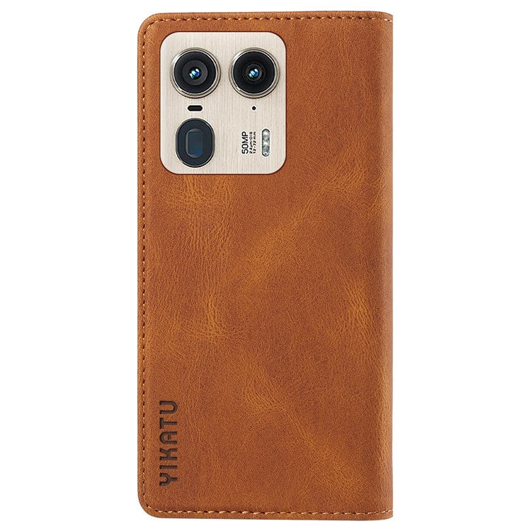 YIKATU YK-004 For Motorola Moto X50 Ultra 5G / Edge 50 Ultra 5G Case Leather Phone Wallet Cover Skin-Touch - Brown