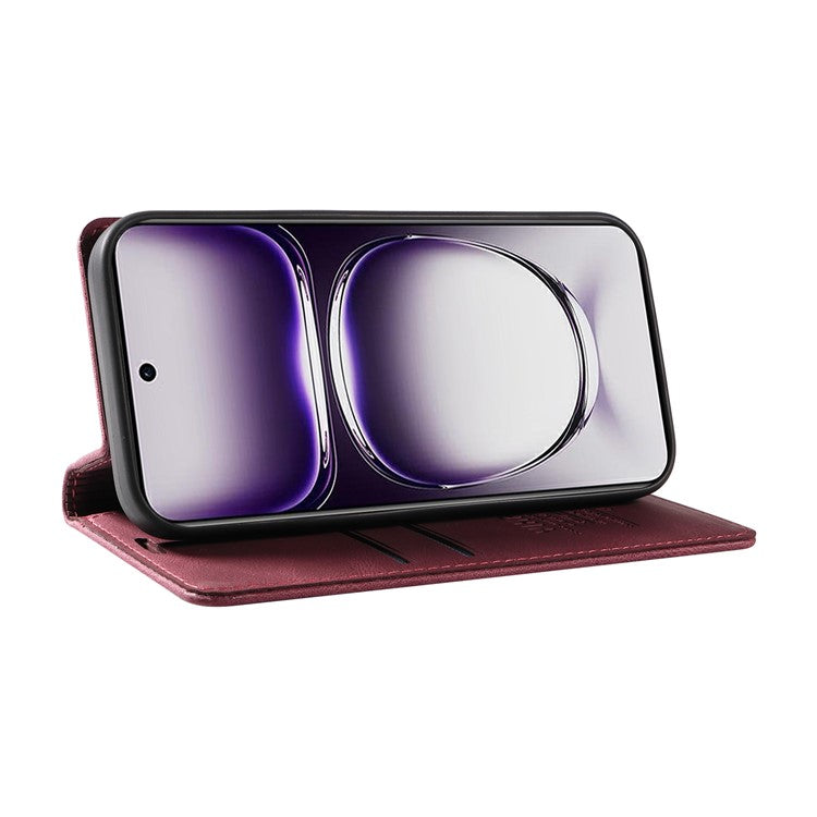 YIKATU YK-004 For Oppo Reno12 5G (Global) Wallet Case Skin-Touch Leather Phone Cover - Wine Red