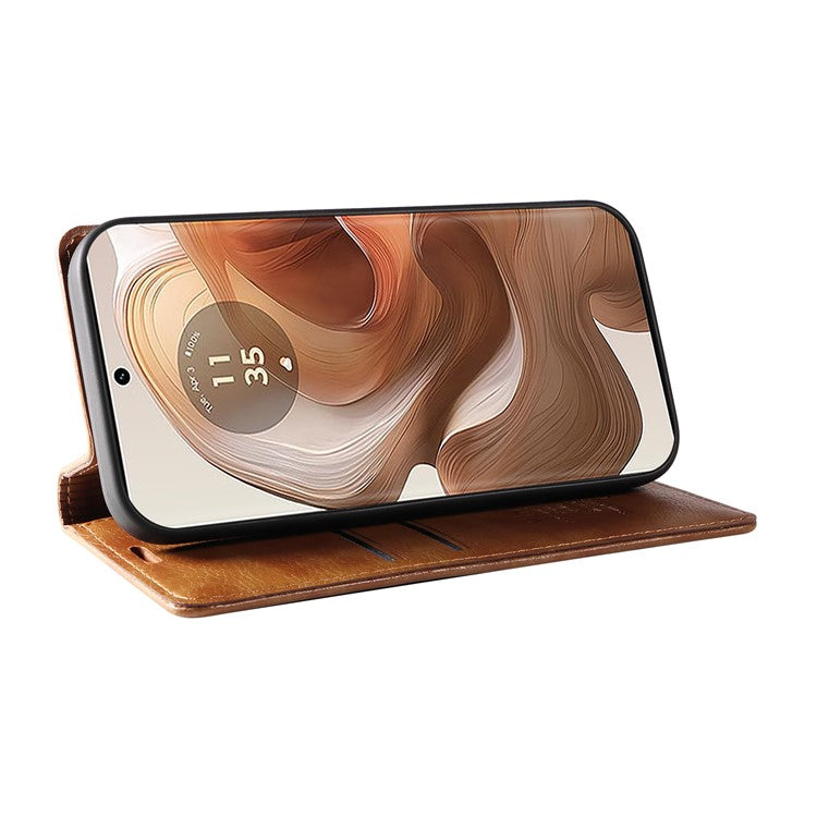 YIKATU YK-006 For Motorola Edge 50 Ultra 5G / Moto X50 Ultra 5G Wallet Case Litchi Texture Leather Phone Cover - Brown