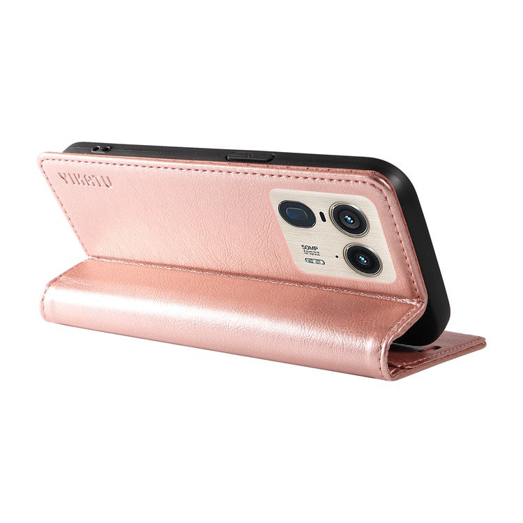 YIKATU YK-006 For Motorola Edge 50 Ultra 5G / Moto X50 Ultra 5G Wallet Case Litchi Texture Leather Phone Cover - Rose Gold