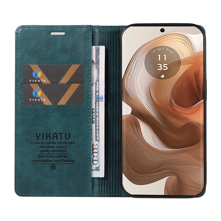 YIKATU YK-006 For Motorola Edge 50 Ultra 5G / Moto X50 Ultra 5G Wallet Case Litchi Texture Leather Phone Cover - Blue