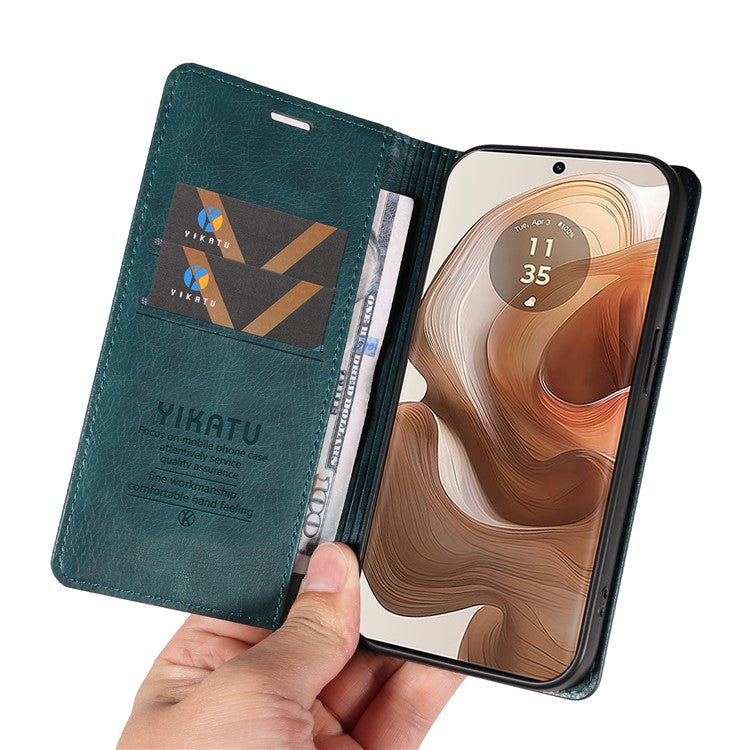 YIKATU YK-006 For Motorola Edge 50 Ultra 5G / Moto X50 Ultra 5G Wallet Case Litchi Texture Leather Phone Cover - Blue