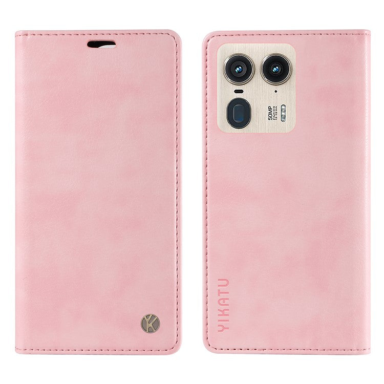 YIKATU YK-006 For Motorola Edge 50 Ultra 5G / Moto X50 Ultra 5G Wallet Case Litchi Texture Leather Phone Cover - Pink