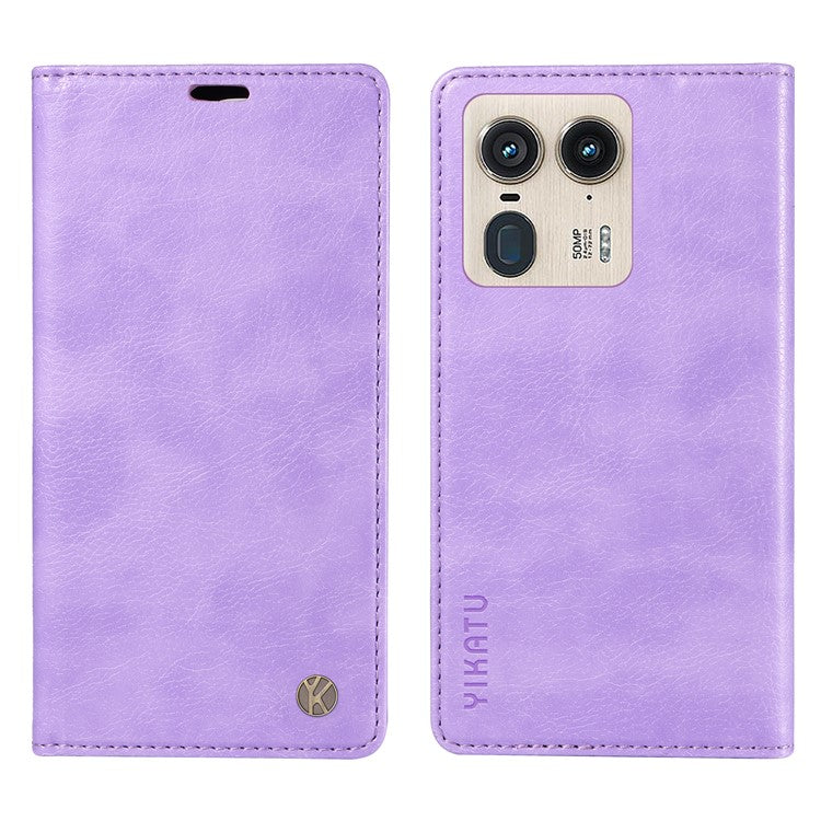YIKATU YK-006 For Motorola Edge 50 Ultra 5G / Moto X50 Ultra 5G Wallet Case Litchi Texture Leather Phone Cover - Purple