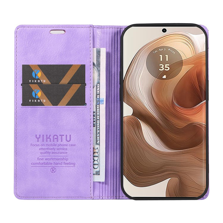 YIKATU YK-006 For Motorola Edge 50 Ultra 5G / Moto X50 Ultra 5G Wallet Case Litchi Texture Leather Phone Cover - Purple