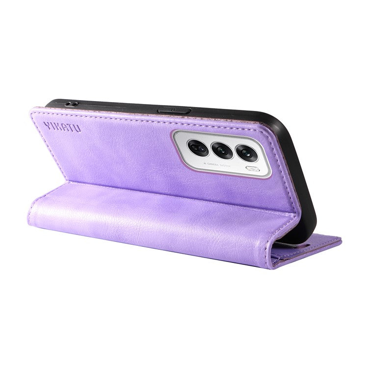 YIKATU YK-006 For Oppo Reno12 5G (Global) Wallet Case Litchi Texture Leather Phone Cover - Purple