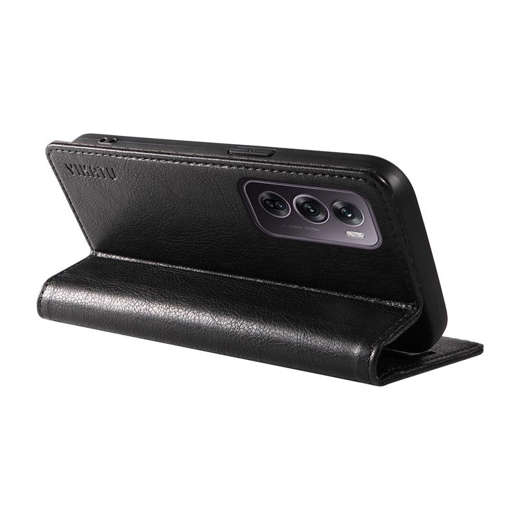 YIKATU YK-006 For Oppo Reno12 Pro 5G (Global) / (China) Wallet Phone Case Litchi Texture Leather Cover - Black