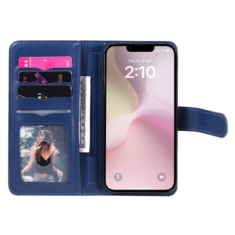 For iPhone 16e Case 10 Card Slots Leather Phone Cover - Blue