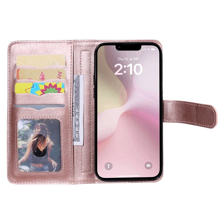 For iPhone 16e Case 10 Card Slots Leather Phone Cover - Rose Gold