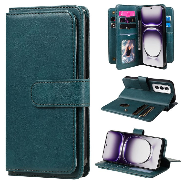 KT Multi-Functional Series-1 For Oppo Reno12 5G (Global) Case 10 Card Slots Leather Phone Cover - Green