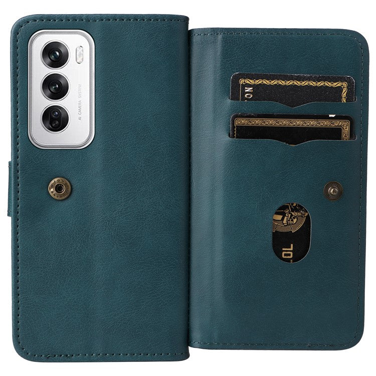 KT Multi-Functional Series-1 For Oppo Reno12 5G (Global) Case 10 Card Slots Leather Phone Cover - Green