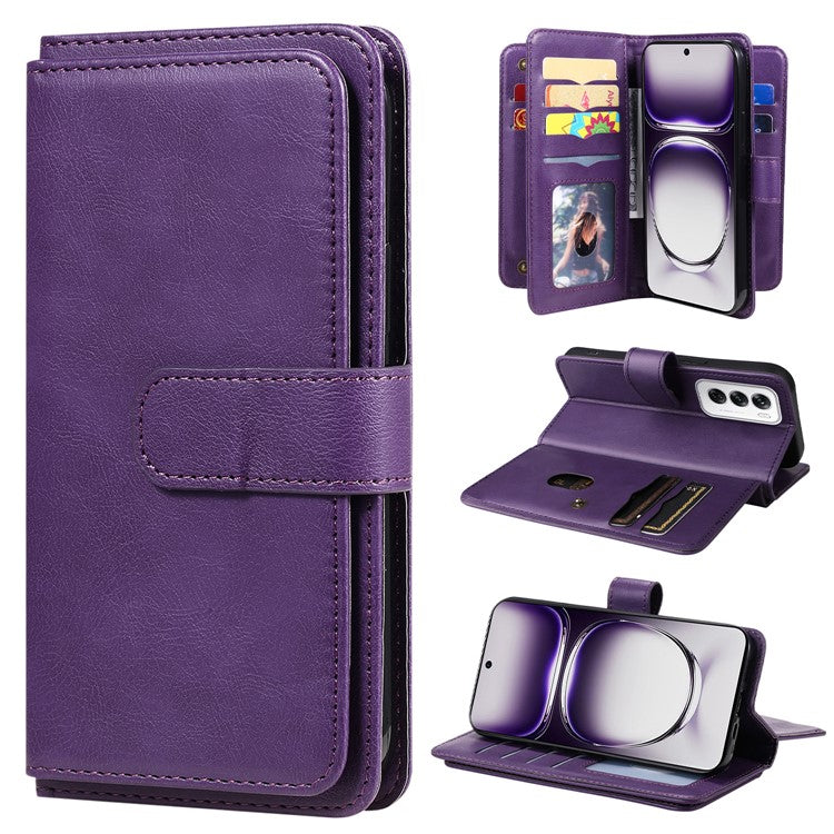 KT Multi-Functional Series-1 For Oppo Reno12 5G (Global) Case 10 Card Slots Leather Phone Cover - Purple