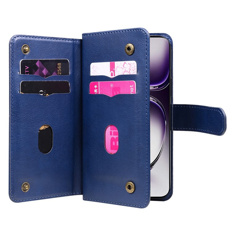 KT Multi-Functional Series-1 For Oppo Reno12 5G (Global) Case 10 Card Slots Leather Phone Cover - Blue