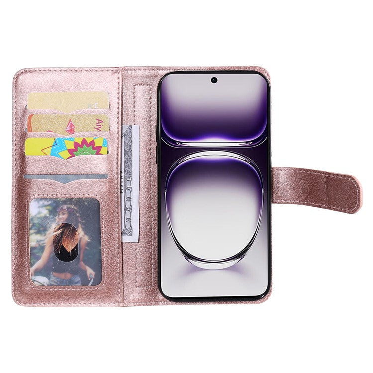 KT Multi-Functional Series-1 For Oppo Reno12 5G (Global) Case 10 Card Slots Leather Phone Cover - Rose Gold