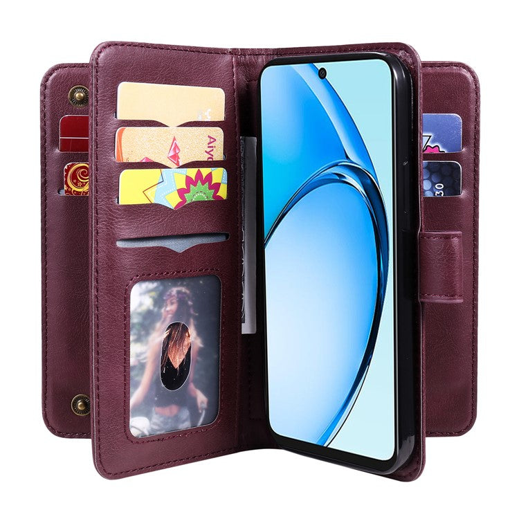 KT Multi-Functional Series-1 For Oppo A60 4G Case 10 Card Slots Leather Phone Cover - Wine Red