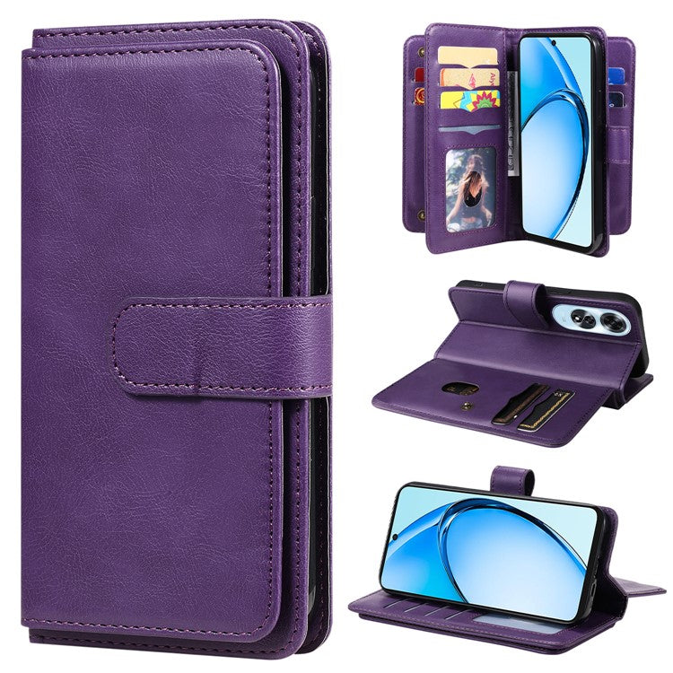 KT Multi-Functional Series-1 For Oppo A60 4G Case 10 Card Slots Leather Phone Cover - Purple