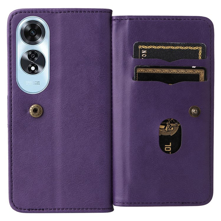 KT Multi-Functional Series-1 For Oppo A60 4G Case 10 Card Slots Leather Phone Cover - Purple