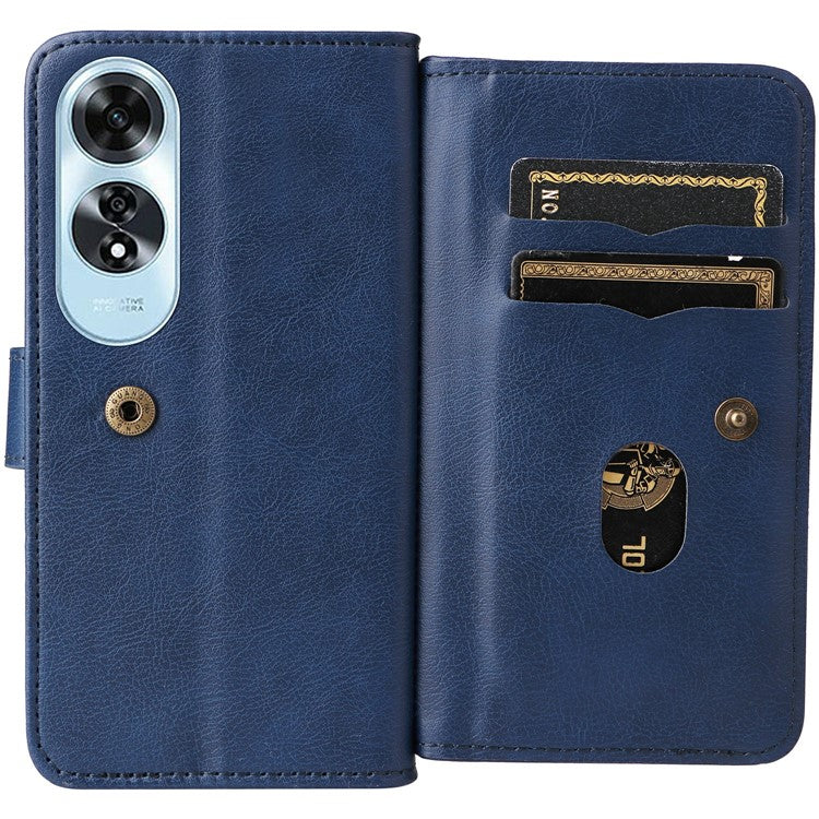 KT Multi-Functional Series-1 For Oppo A60 4G Case 10 Card Slots Leather Phone Cover - Blue