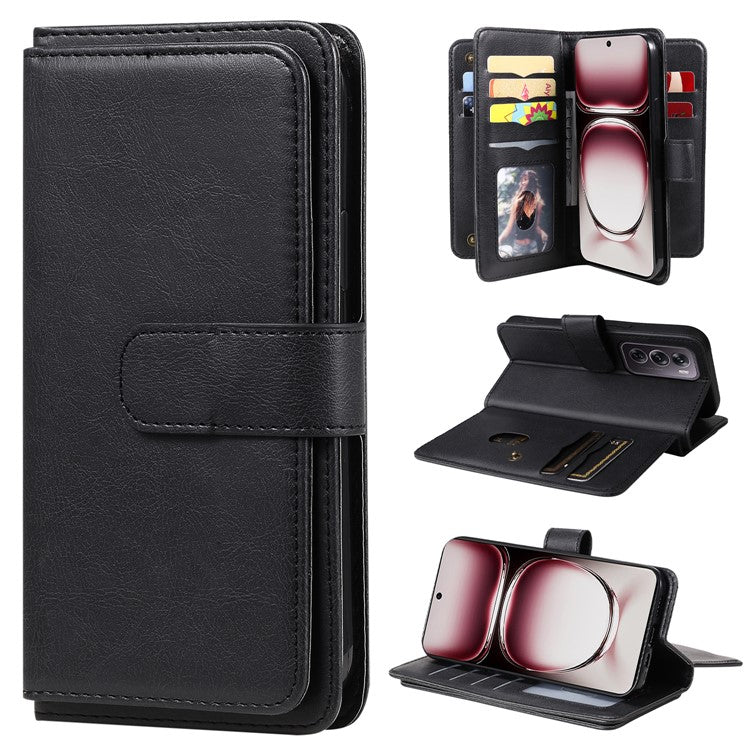 KT Multi-Functional Series-1 For Oppo Reno12 Pro 5G (Global) / Reno12 Pro 5G (China) Leather Case 10 Card Slots Phone Cover - Black