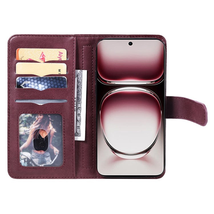 KT Multi-Functional Series-1 For Oppo Reno12 Pro 5G (Global) / Reno12 Pro 5G (China) Leather Case 10 Card Slots Phone Cover - Wine Red