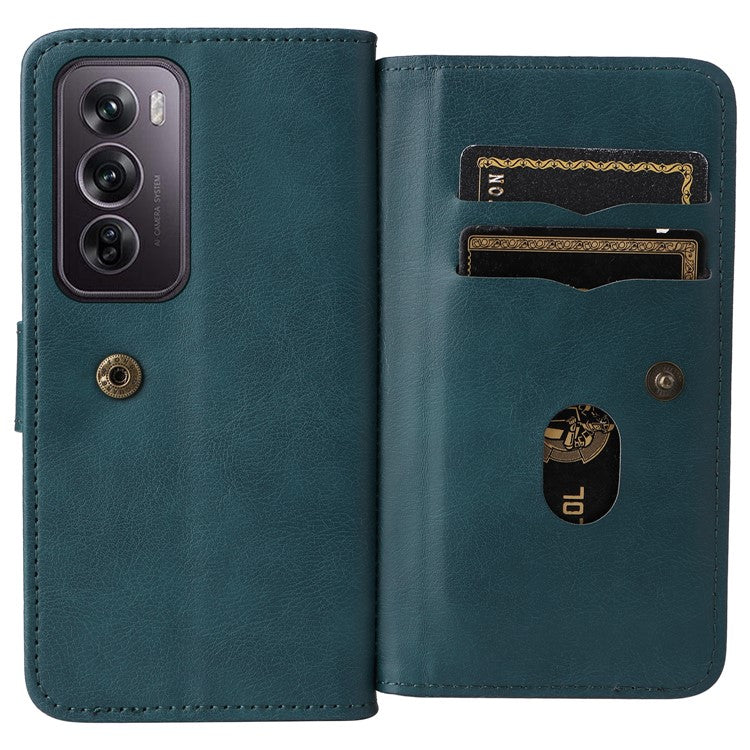 KT Multi-Functional Series-1 For Oppo Reno12 Pro 5G (Global) / Reno12 Pro 5G (China) Leather Case 10 Card Slots Phone Cover - Green