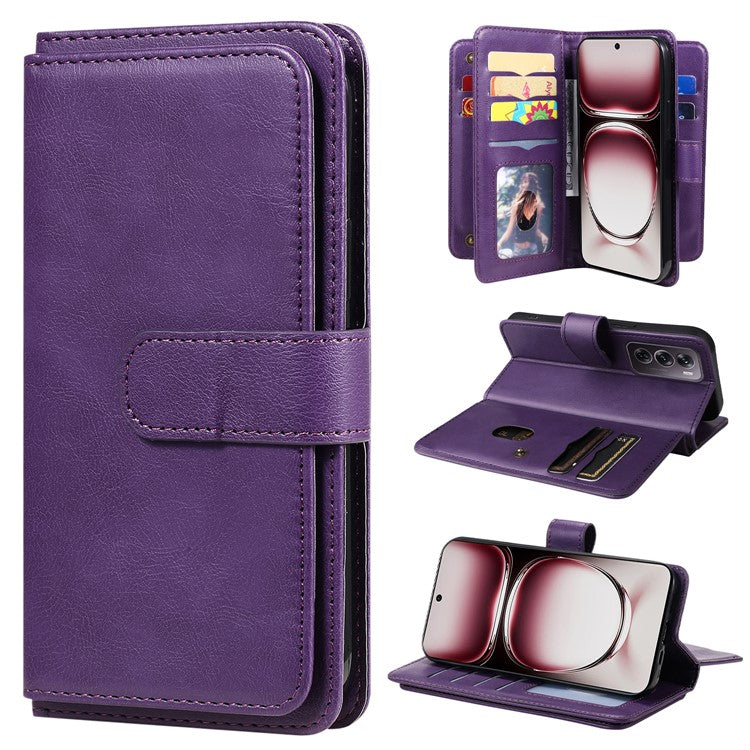 KT Multi-Functional Series-1 For Oppo Reno12 Pro 5G (Global) / Reno12 Pro 5G (China) Leather Case 10 Card Slots Phone Cover - Purple