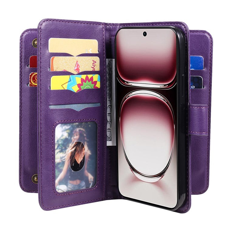 KT Multi-Functional Series-1 For Oppo Reno12 Pro 5G (Global) / Reno12 Pro 5G (China) Leather Case 10 Card Slots Phone Cover - Purple