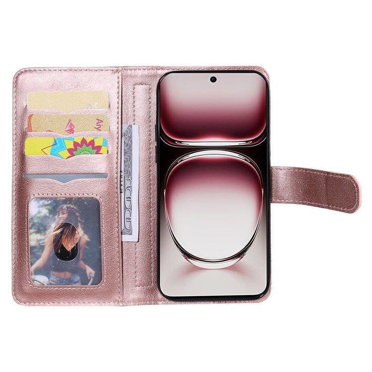 KT Multi-Functional Series-1 For Oppo Reno12 Pro 5G (Global) / Reno12 Pro 5G (China) Leather Case 10 Card Slots Phone Cover - Rose Gold