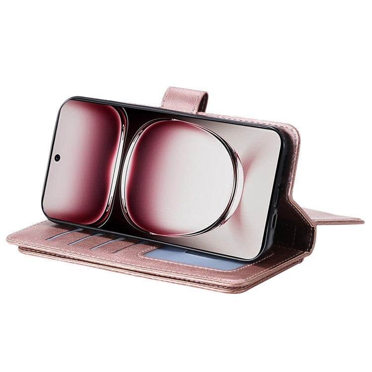 KT Multi-Functional Series-1 For Oppo Reno12 Pro 5G (Global) / Reno12 Pro 5G (China) Leather Case 10 Card Slots Phone Cover - Rose Gold