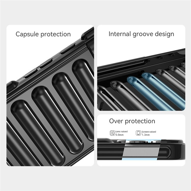 Capsule Series for Samsung Galaxy S23 Ultra Phone Case Anti-Collision TPU Cover - Black