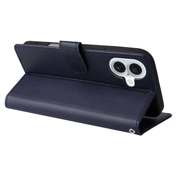 For iPhone 16 Plus Wallet Case 3 Card Slots Slim-Fit PU Leather Stand Phone Cover - Blue