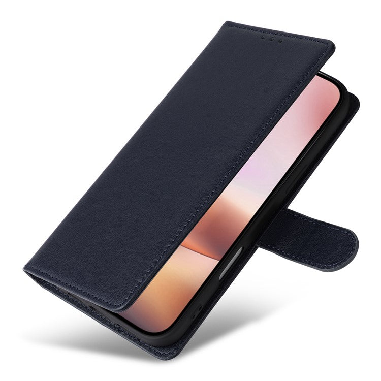 For iPhone 16 Plus Wallet Case 3 Card Slots Slim-Fit PU Leather Stand Phone Cover - Blue