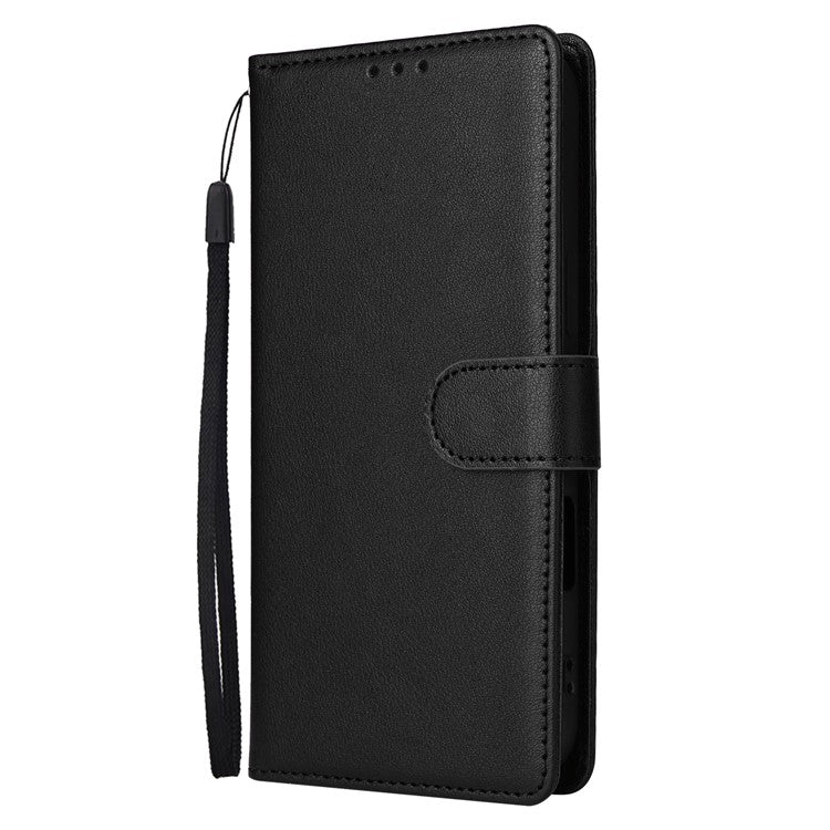 For iPhone 16 Plus Wallet Case 3 Card Slots Slim-Fit PU Leather Stand Phone Cover - Black
