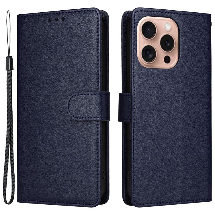 For iPhone 16 Pro Wallet Case 3 Card Slots Slim-Fit PU Leather Stand Phone Cover - Blue