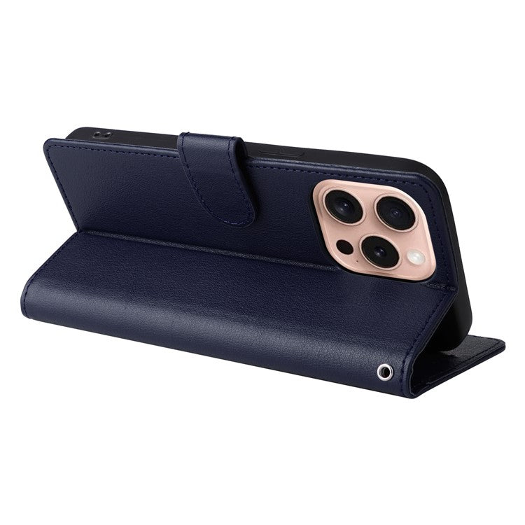 For iPhone 16 Pro Wallet Case 3 Card Slots Slim-Fit PU Leather Stand Phone Cover - Blue