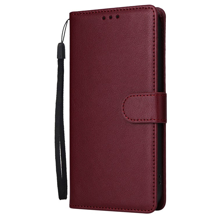 For iPhone 16 Pro Wallet Case 3 Card Slots Slim-Fit PU Leather Stand Phone Cover - Wine Red