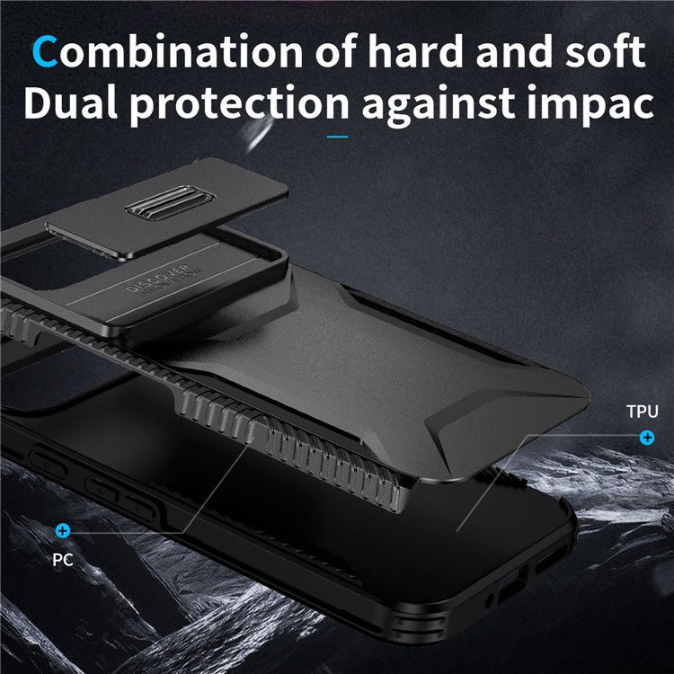 For Google Pixel 9 Pro XL Case TPU+PC Non-Slip Side Edge Phone Cover with Lens Lid - Black