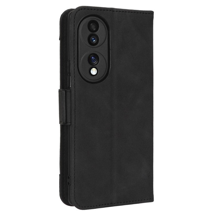 PU Leather Phone Shell for Honor 70 5G, Multiple Card Slots Stable Stand Wallet Phone Drop-proof Cover - Black