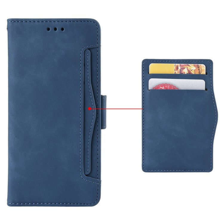 PU Leather Phone Shell for Honor 70 5G, Multiple Card Slots Stable Stand Wallet Phone Drop-proof Cover - Blue