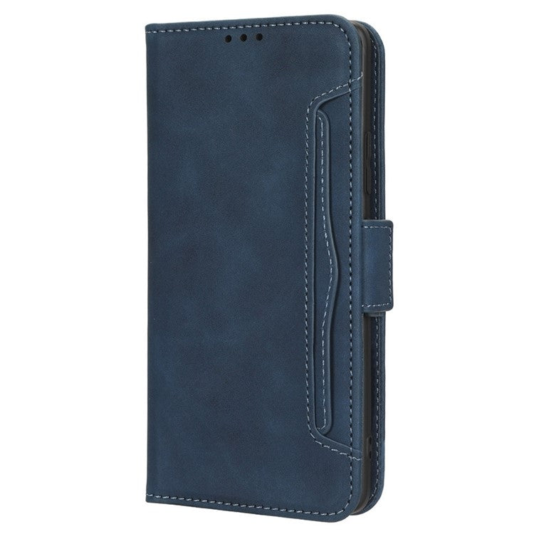 PU Leather Phone Shell for Honor 70 5G, Multiple Card Slots Stable Stand Wallet Phone Drop-proof Cover - Blue