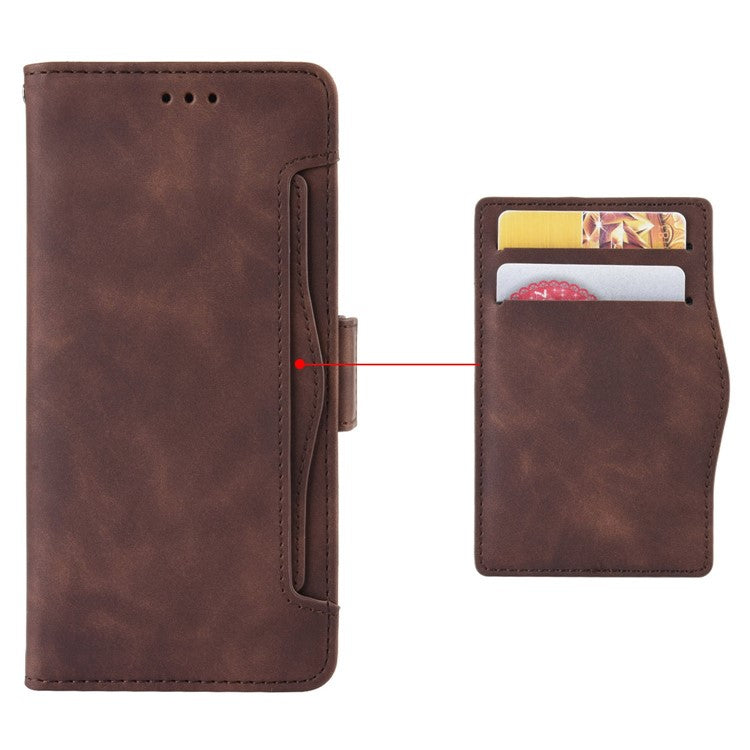 PU Leather Phone Shell for Honor 70 5G, Multiple Card Slots Stable Stand Wallet Phone Drop-proof Cover - Brown