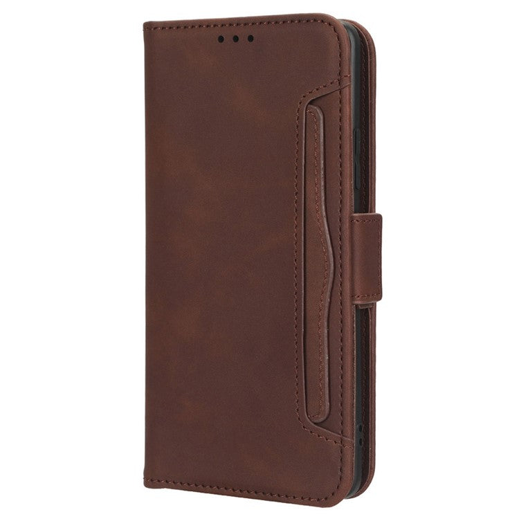 PU Leather Phone Shell for Honor 70 5G, Multiple Card Slots Stable Stand Wallet Phone Drop-proof Cover - Brown